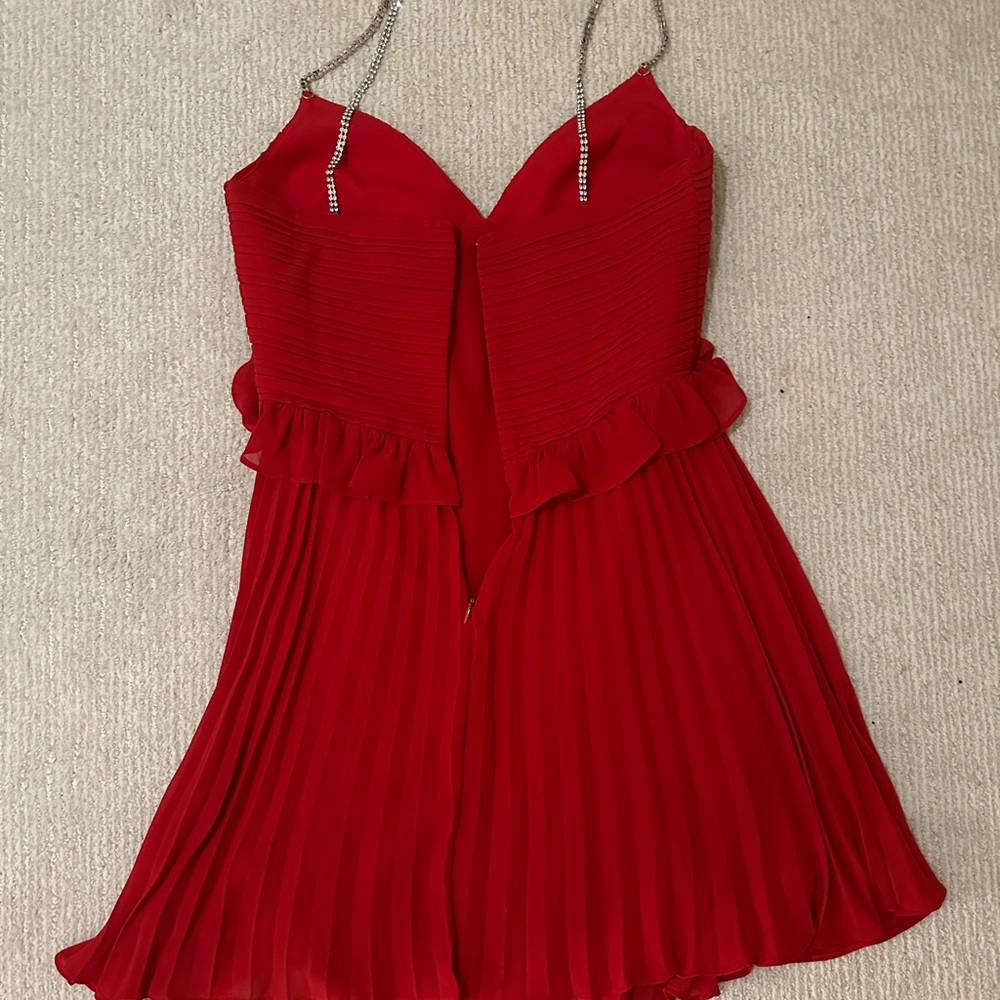 Red mini dress with sparkly straps